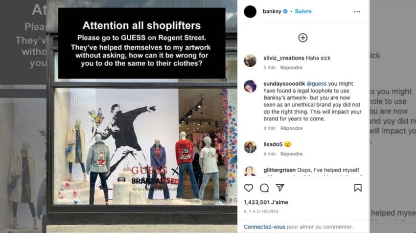 Banksy accuse la marque Guess de s'approprier ses oeuvres